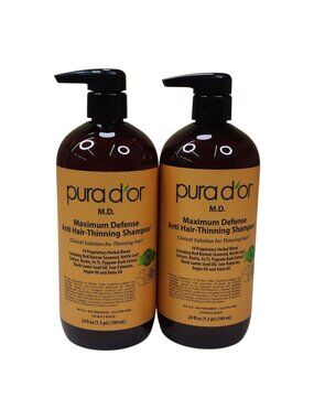 PURA DOR Dor 2pk MD Maximum Defense Anti-Hair Thinning Biotin Shampoo Jumbo 24oz